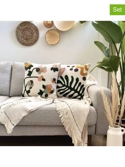 2-delige Set: Kussens "Flores Punch" Crème/meerkleurig - (L)43 X (B)43 Cm