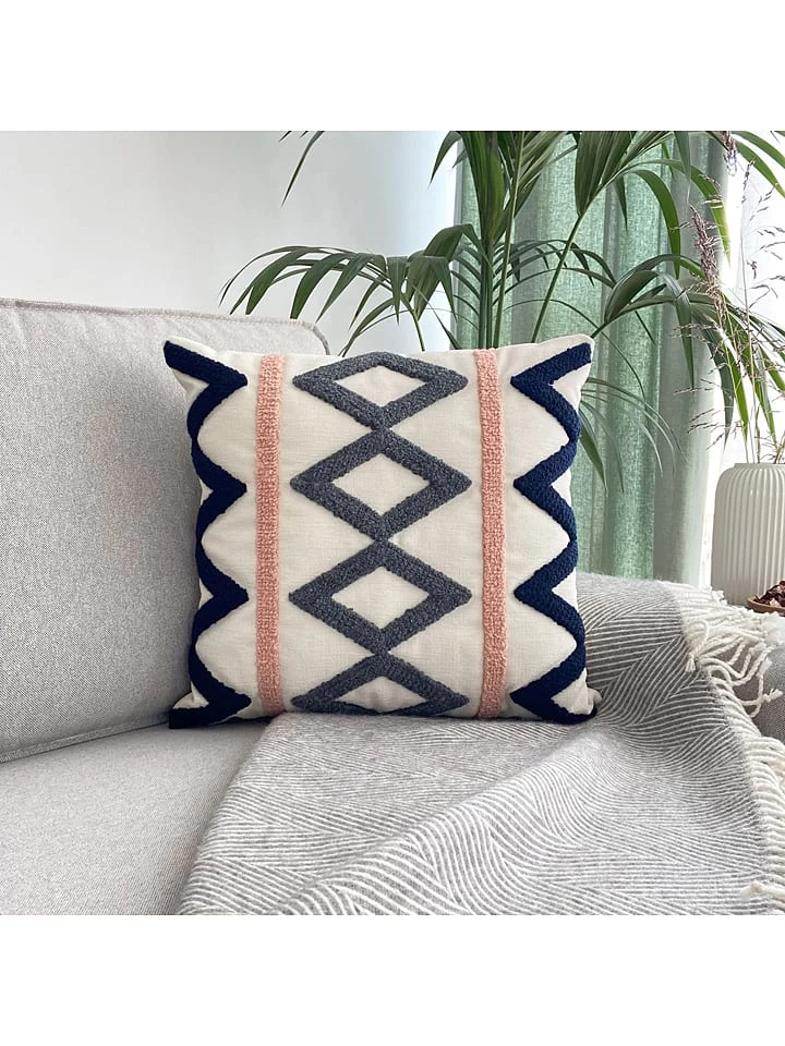 Kussen "Vermont" Crème/grijs/lichtroze - (L)43 X (B)43 Cm 3 Kussen "Vermont" Crème/grijs/lichtroze - (L)43 X (B)43 Cm