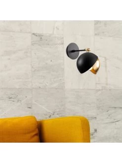 Wandlamp "Berceste" Zwart/goudkleurig - (B)20 X (H)25 Cm