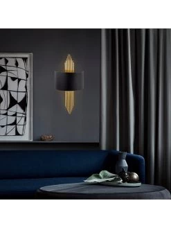 Wandlamp Zwart/goudkleurig - (B)22 X (H)75 Cm