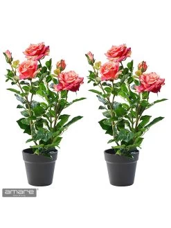 2-delige Set: Kunstplanten Roze/groen - (H)58 Cm -Home Uitgebreid Winkel amare 2 delige set kunstplanten roze groen h 58 cm 2