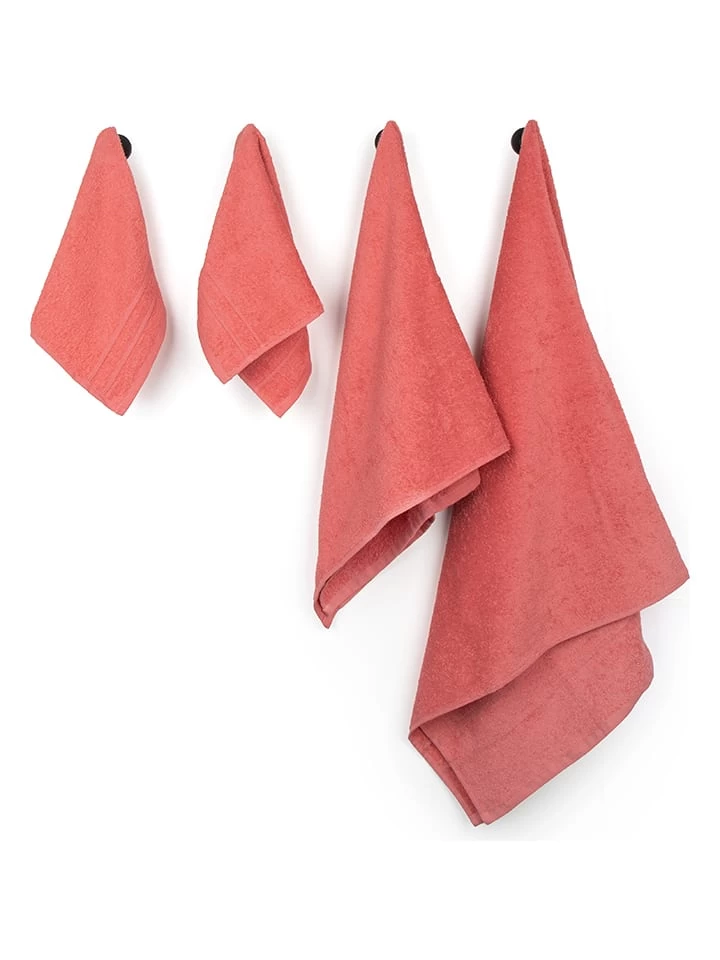 10-delige Handdoekenset Koraalrood 5 10-delige Handdoekenset Koraalrood - Afbeelding 3