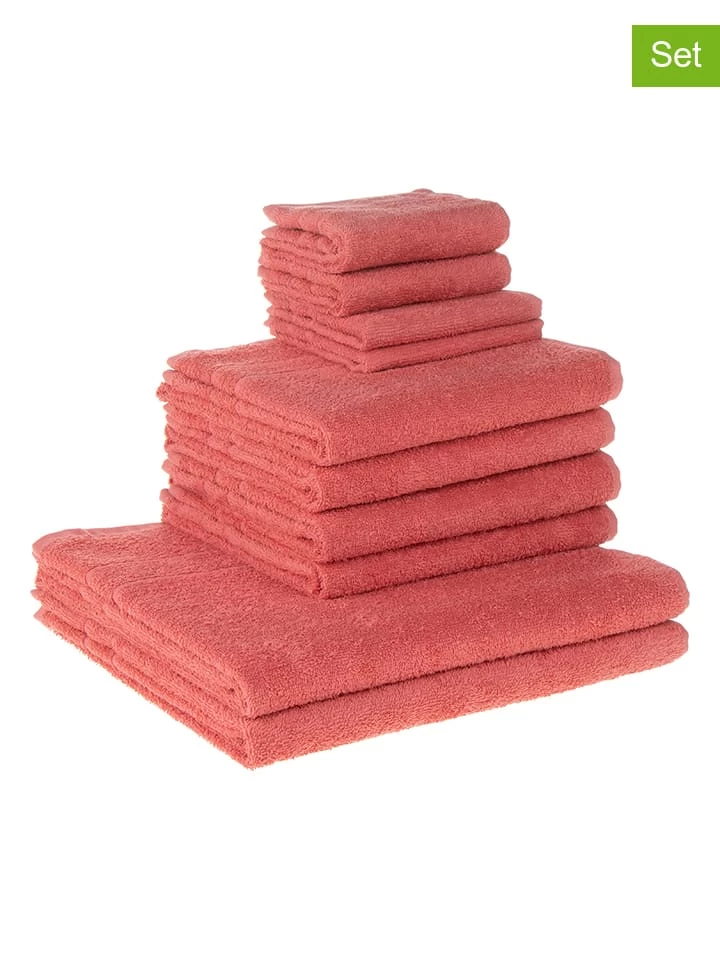 10-delige Handdoekenset Koraalrood 3 10-delige Handdoekenset Koraalrood