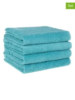 4-delige Set: Handdoeken Blauw - (L)100 X (B)50 Cm