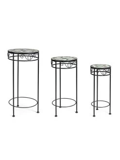 3-delige Set: Plantenrekken "Positano" Zwart/blauw