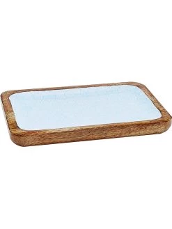 BJÖRN Dienblad "Color Swirl" Naturel/lichtblauw - (L)25 X (B)17 Cm