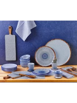 BJÖRN Serveerplateau "Dark Wave" Naturel/donkerblauw - Ø 40 Cm -Home Uitgebreid Winkel bjorn serveerplateau dark wave naturel donkerblauw o 40 cm 3