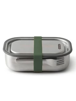 Black+Blum Lunchbox Zilverkleurig/groen - (B)20 X (H)6,5 X (D)15 Cm