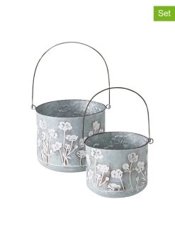 2-delige Set: Bloempotten "Filipa" Zilverkleurig