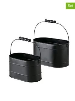 2-delige Set: Bloempotten "Trixi" Zwart