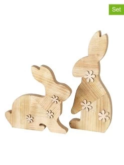 2-delige Set: Decoratieve Figuren "Darijan" Naturel - (H)30 Cm