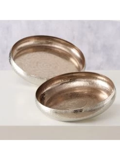 2-delige Set: Decoratieve Schalen "Laccia" Zilverkleurig -Home Uitgebreid Winkel boltze 2 delige set decoratieve schalen laccia zilverkleurig 5