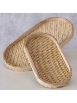 2-delige Set: Dienbladen "Ceres" Naturel -Home Uitgebreid Winkel boltze 2 delige set dienbladen ceres naturel 4