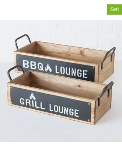 2-delige Set: Dienbladen "Conny" Naturel/zwart