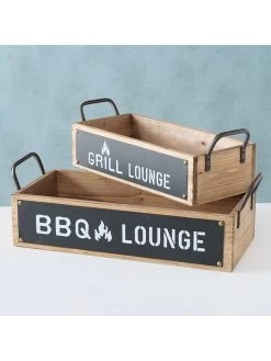 2-delige Set: Dienbladen "Conny" Naturel/zwart -Home Uitgebreid Winkel boltze 2 delige set dienbladen conny naturel zwart 3