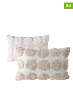 2-delige Set: Kussens "Tuffpa" Beige/wit - (L)60 X (B)40 Cm