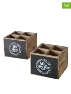 2-delige Set: Organizers "Grillhouse" Zwart - (B)15 X (H)12 Cm