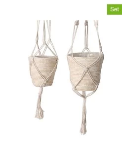 2-delige Set: Plantenmanden "Riseva" Crème