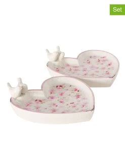 2-delige Set: Vogeldrinkbakken "Rosella" Wit/roze - Ø 27 Cm