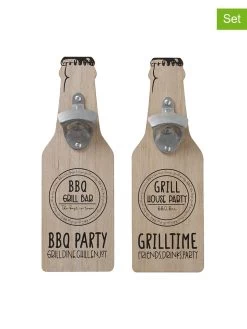 2-dleige Set: Flesopeners "Grillhouse" Naturel - (L)30 X (B)4 Cm
