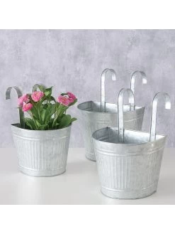 3-delige Set: Bloempotten "Elise" Zilverkleurig -Home Uitgebreid Winkel boltze 3 delige set bloempotten elise zilverkleurig 2