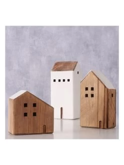 3-delige Set: Decoratieve Objecten "Gotland" Lichtbruin/wit - (H)22 Cm -Home Uitgebreid Winkel boltze 3 delige set decoratieve objecten gotland lichtbruin wit h 22 cm 1