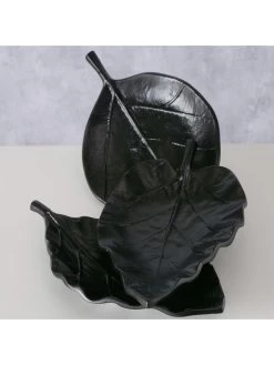 3-delige Set: Decoratieve Schalen "Blatt" Zwart - (L)27 X (B)20 Cm -Home Uitgebreid Winkel boltze 3 delige set decoratieve schalen blatt zwart l 27 x b 20 cm 4