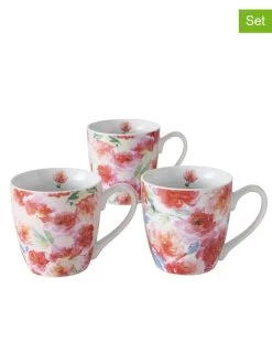 3-delige Set: Mokken "Karella" Roze/wit - 480 Ml