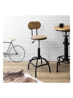 Barstoel Lichtbruin/zwart - (B)37 X (H)86 X (D)42 Cm