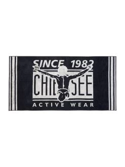 Chiemsee Strandlaken "Keau" Donkerblauw/wit - (L)180 X (B)90 Cm