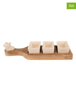 4-delige Serveerset Naturel/wit