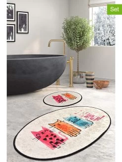 2-delige Set: Badmatten Beige/meerkleurig