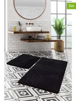 2-delige Set: Badmatten "Havai" Zwart