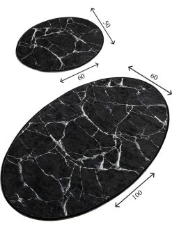 2-delige Set: Badmatten "Marble" Zwart -Home Uitgebreid Winkel colorful cotton 2 delige set badmatten marble zwart 5