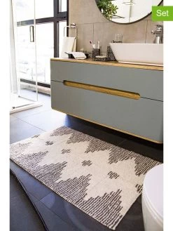 2-delige Set: Badmatten "Mistic" Beige/grijs