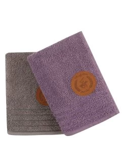 2-delige Set: Handdoeken "410" Grijs/paars -Home Uitgebreid Winkel colorful cotton 2 delige set handdoeken 410 grijs paars 2