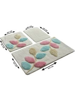 3-delige Set: Badmatten "Innovia" Crème/meerkleurig -Home Uitgebreid Winkel colorful cotton 3 delige set badmatten innovia creme meerkleurig 1