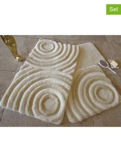 3-delige Set: Badmatten "Wave" Crème
