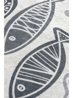 Badmat "Fish" Grijs/wit -Home Uitgebreid Winkel colorful cotton badmat fish grijs wit 1