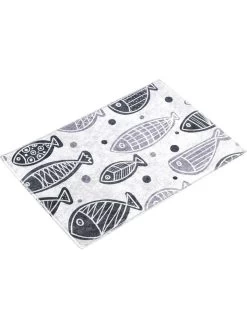 Badmat "Fish" Grijs/wit -Home Uitgebreid Winkel colorful cotton badmat fish grijs wit 7