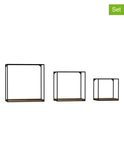 3-delige Set: Wandmeubels Zwart/naturel