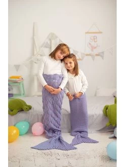 Beendeken "Zeemeermin" Paars - (L)90 Cm -Home Uitgebreid Winkel crochetts beendeken zeemeermin paars l 90 cm 3