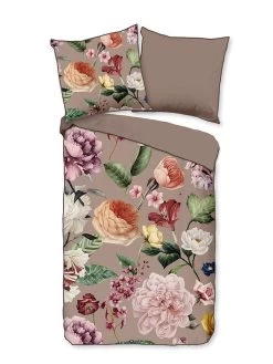 Satijnen Beddengoedset "Fiori" Taupe