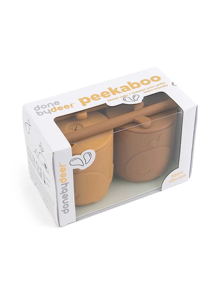 Done By Deer 2-delige Set: Bekers Met Rietje "Wally" Lichtbruin - Vanaf 12 Maanden 5 Done By Deer 2-delige Set: Bekers Met Rietje "Wally" Lichtbruin - Vanaf 12 Maanden - Afbeelding 3