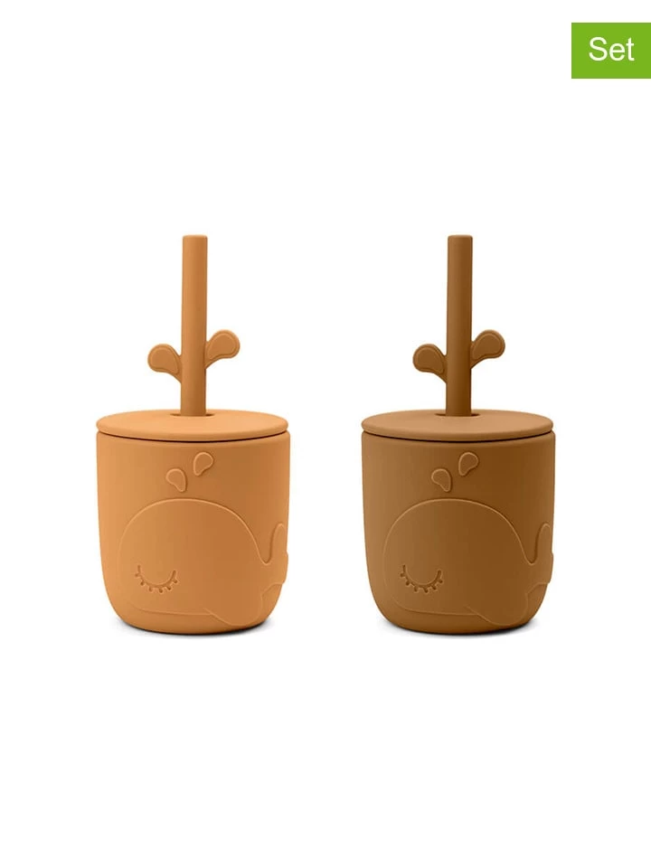 Done By Deer 2-delige Set: Bekers Met Rietje "Wally" Lichtbruin - Vanaf 12 Maanden 3 Done By Deer 2-delige Set: Bekers Met Rietje "Wally" Lichtbruin - Vanaf 12 Maanden