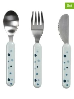 Done By Deer 3-delige Bestekset "Dreamy Dots" Lichtblauw