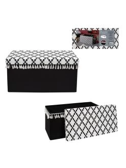 Kruk Met Opbergruimte Zwart/wit - (B)87 X (H)38 X (D)38 Cm