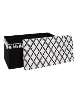 Kruk Met Opbergruimte Zwart/wit - (B)87 X (H)38 X (D)38 Cm -Home Uitgebreid Winkel ethnical life kruk met opbergruimte zwart wit b 87 x h 38 x d 38 cm 3