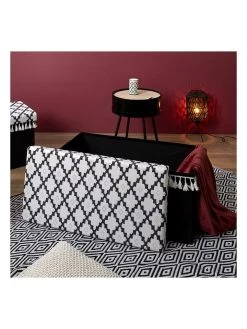 Kruk Met Opbergruimte Zwart/wit - (B)87 X (H)38 X (D)38 Cm -Home Uitgebreid Winkel ethnical life kruk met opbergruimte zwart wit b 87 x h 38 x d 38 cm 6