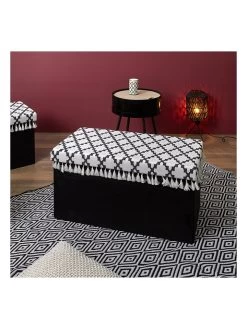 Kruk Met Opbergruimte Zwart/wit - (B)87 X (H)38 X (D)38 Cm -Home Uitgebreid Winkel ethnical life kruk met opbergruimte zwart wit b 87 x h 38 x d 38 cm 7